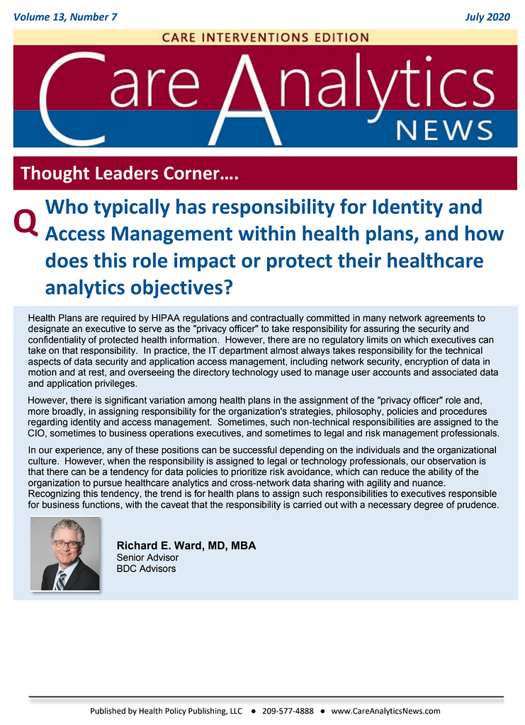 Care Analytic News Reprint - Thought Leaders Corner - R Ward - 2020-07